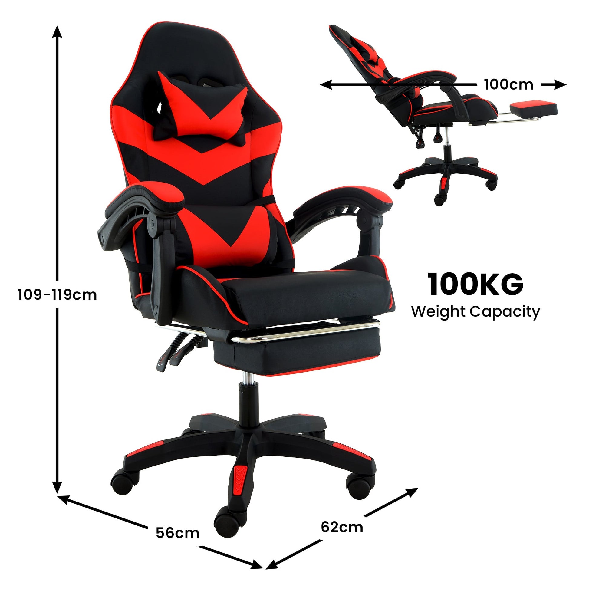 Cueva Reclining High Back Gaming Office Chair with Retractable Footrest