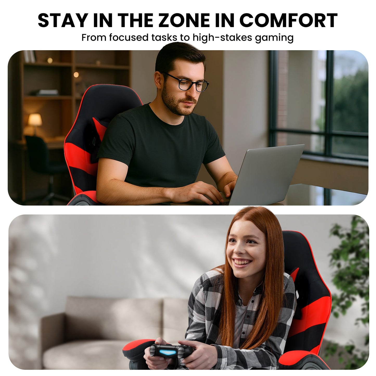 Cueva Reclining High Back Gaming Office Chair with Retractable Footrest
