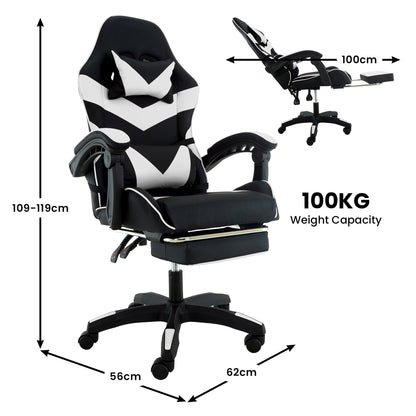 Cueva Reclining High Back Gaming Chair with Retractable Footrest for Office