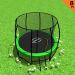 Outdoor 8ft Round Trampoline Green Kids Backyard Activity