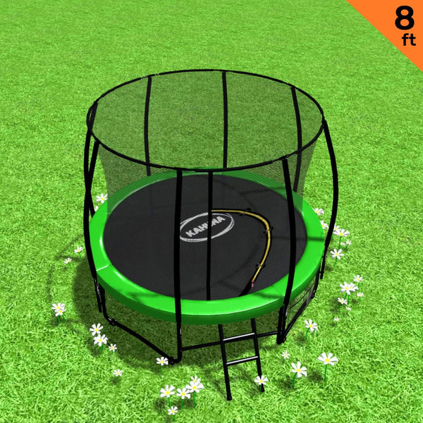  Outdoor 8ft Round Trampoline Green Kids Backyard Activity