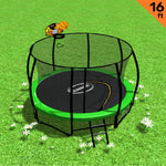 Outdoor 16ft Green Trampoline with Basketball Hoop for Kids Backyard