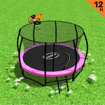 12ft Outdoor Trampoline with Basketball Hoop Pink Backyard Fun Fitness