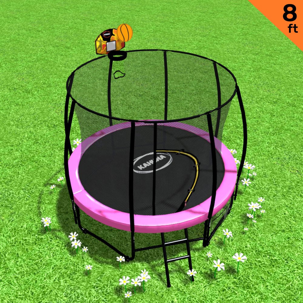 Trampoline 8ft Pink Basketball Set 1x8cm