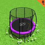 8ft Round Outdoor Trampoline Purple Backyard Fun Fitness Jumping