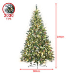 2.7m Pre Lit LED Christmas Tree with Pine Cones