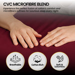 4pc 1000TC Cotton Rich King Bed Sheet Gift Pack CVC Microfibre Burgundy