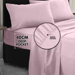 4-Piece King Bed Sheet Set Cotton Rich 1000TC Pink Microfibre CVC
