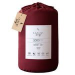 Hill Luxury 4pc Queen Bed Sheet Set 1000 Thread Count Cotton-Rich Burgundy
