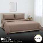 Hill Luxury 4pc Queen Bed Sheet Set 1000 Thread Count Cotton-Rich Linen
