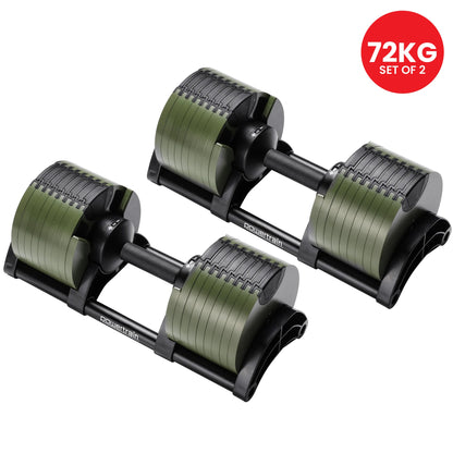 Adjustable Dumbbells 72kg Compact 48.5x18x18cm