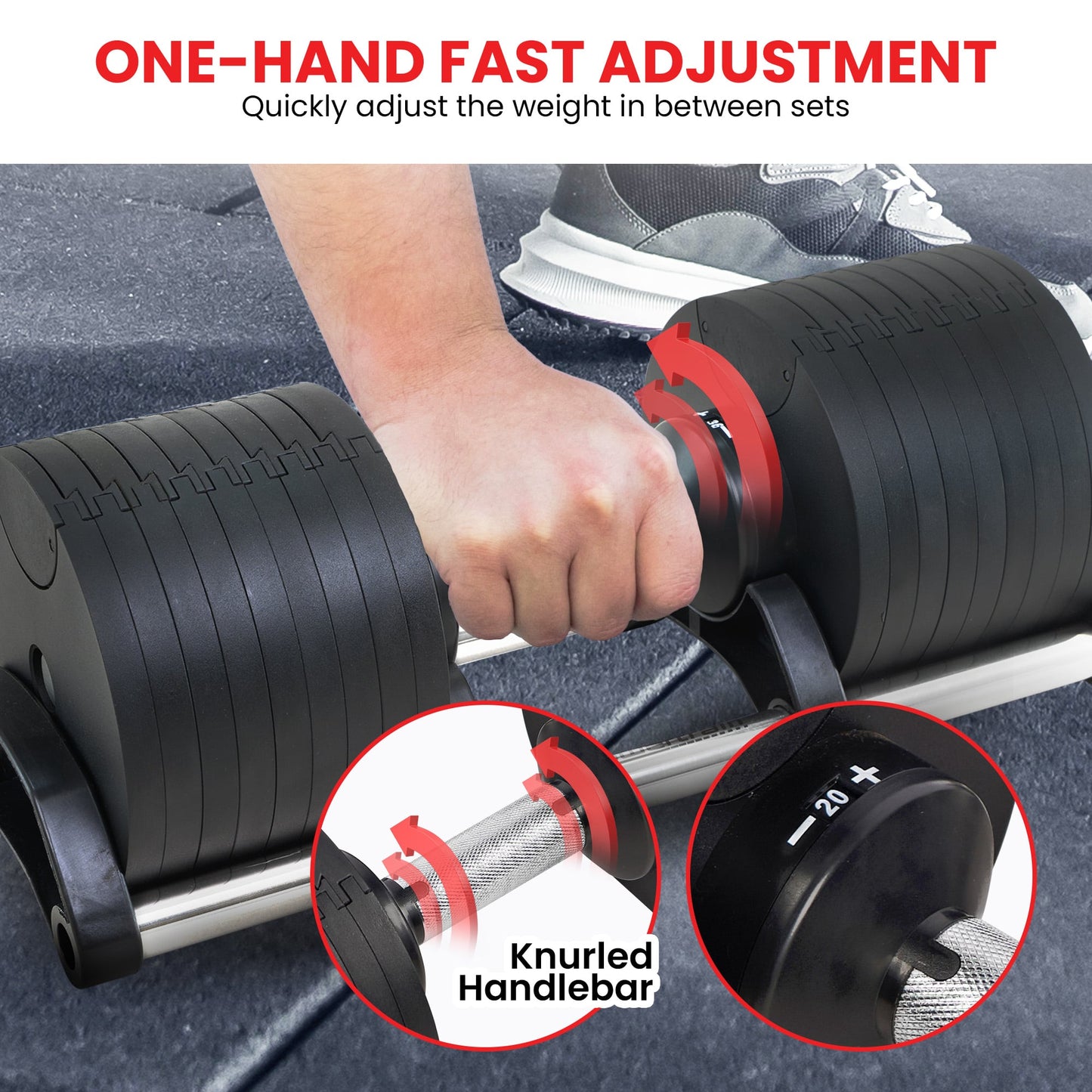 Adjustable Dumbbells 90kg 19.5x19.5x49cm