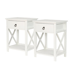 2x Bedside Tables Drawers Side