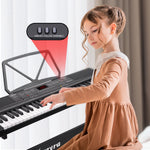 61-Key Electronic Piano Keyboard 75cm Stand Included Black