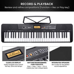 61-Key Electronic Keyboard with LCD Display and Touch Response