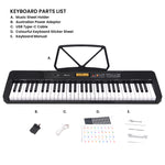 61-Key Electronic Keyboard with LCD Display and Touch Response