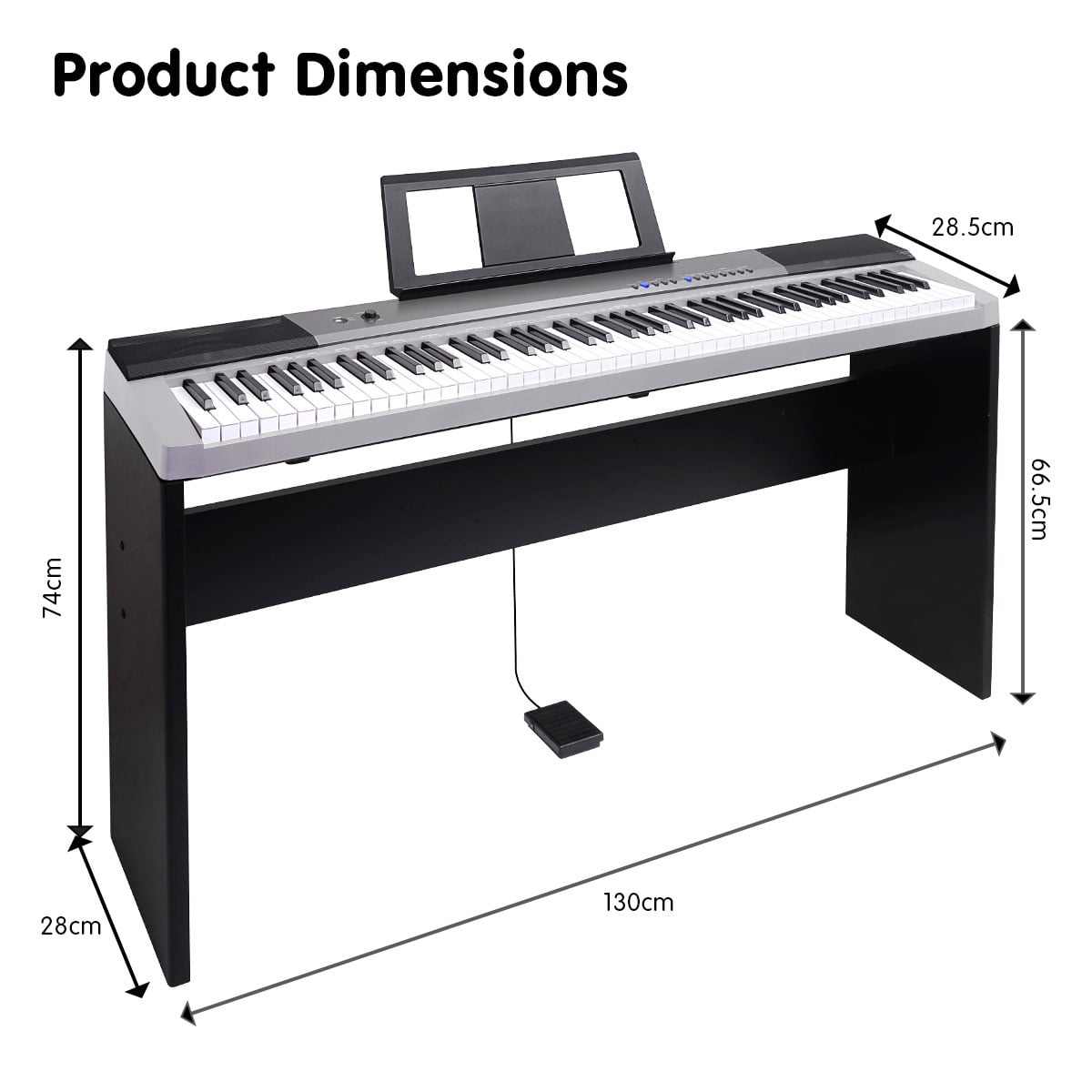Electronic Keyboard Piano 88 Keys 1298x285x665cm