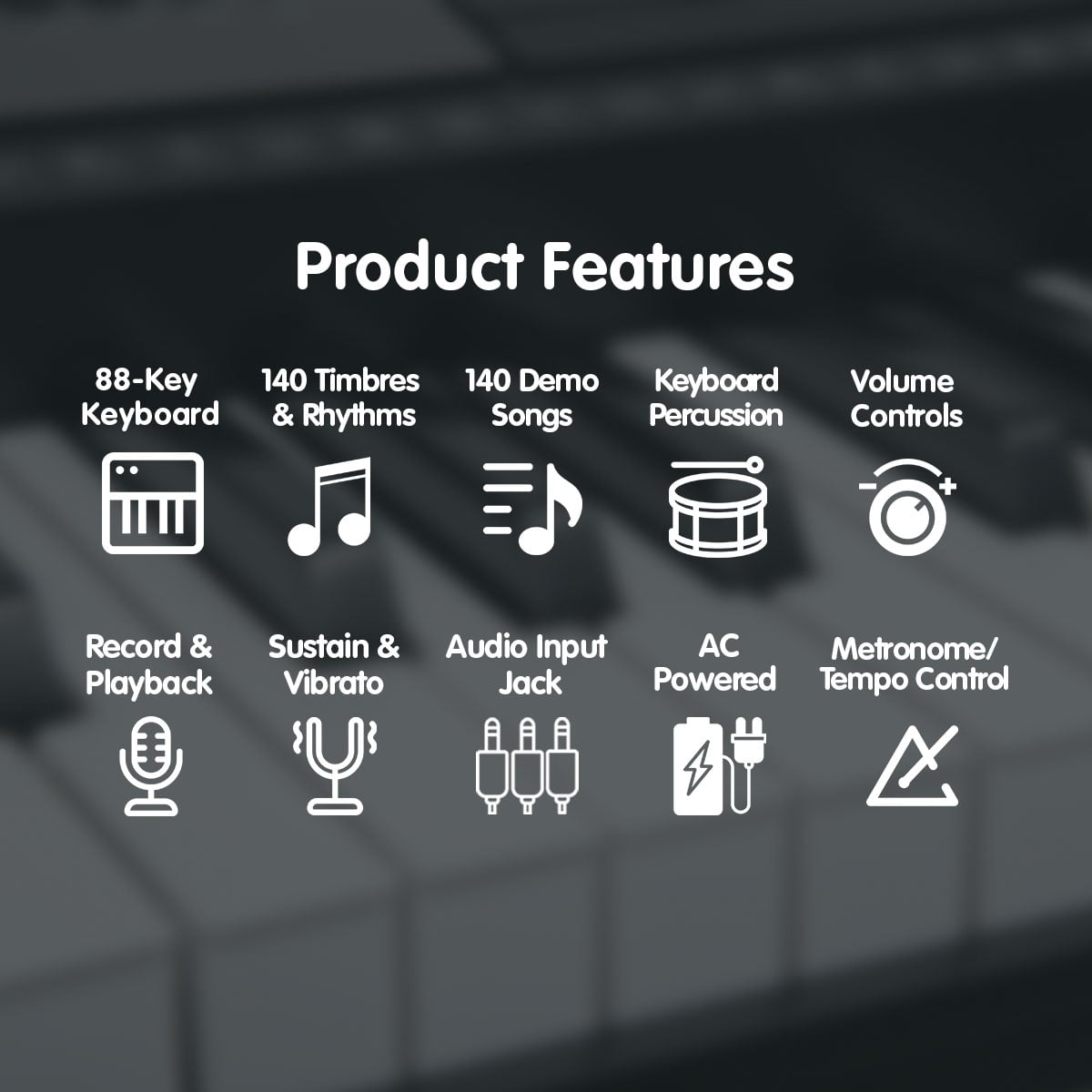 Electronic Keyboard Piano 88 Keys 1298x285x665cm
