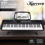 61-Key Electronic Piano Keyboard with LED and Folding Stand