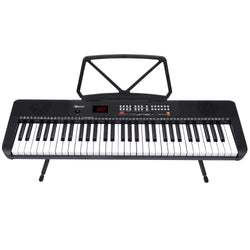 61-Key Electronic Piano Keyboard with LED and Folding Stand in Black CHJ-SD1