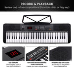 61-Key Electronic Piano Keyboard with LED and Folding Stand