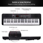 61-Key Electronic Piano Keyboard with LED and Folding Stand