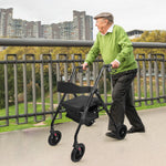 Foldable Steel Mobility Rollator Walker Black 136kg Maximum Capacity