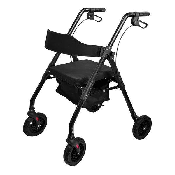  Foldable Steel Mobility Rollator Walker Black 136kg Maximum Capacity