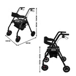 Foldable Steel Mobility Rollator Walker Black 136kg Maximum Capacity