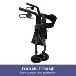 Foldable Steel Mobility Rollator Walker Black 136kg Maximum Capacity