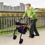 Red Foldable Steel Rollator Walker Mobility Aid 136kg Max Load