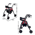 Red Foldable Steel Rollator Walker Mobility Aid 136kg Max Load