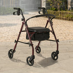 Foldable 4-Wheel Steel Frame Rollator Walker Mobility Aid