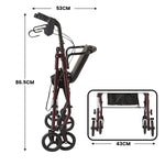 Foldable 4-Wheel Steel Frame Rollator Walker Mobility Aid