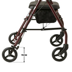 Foldable 4-Wheel Steel Frame Rollator Walker Mobility Aid