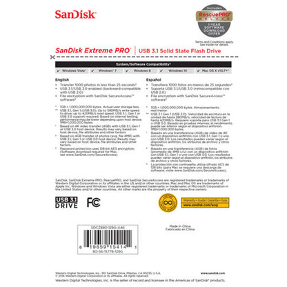 256Gb Extreme Pro Usb 3.2 Solid State Flash Drive (Sdcz880-256G)