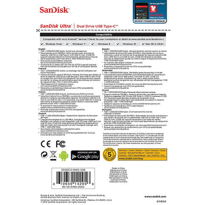 Ultra 64Gb Sdddc2-064G Dual Usb Drive Type-C 3.1