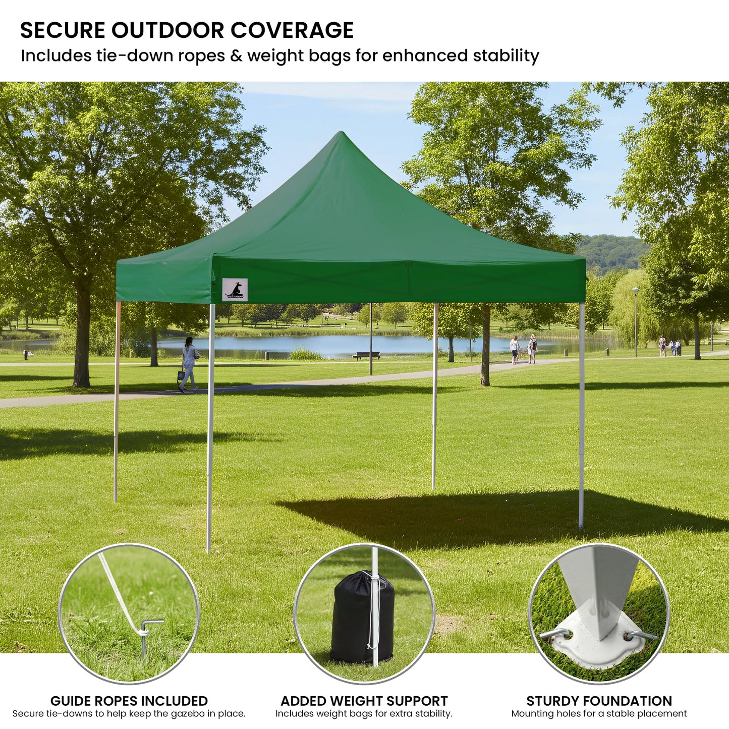 Green PopUp Gazebo Tent 3x3m 3x3cm