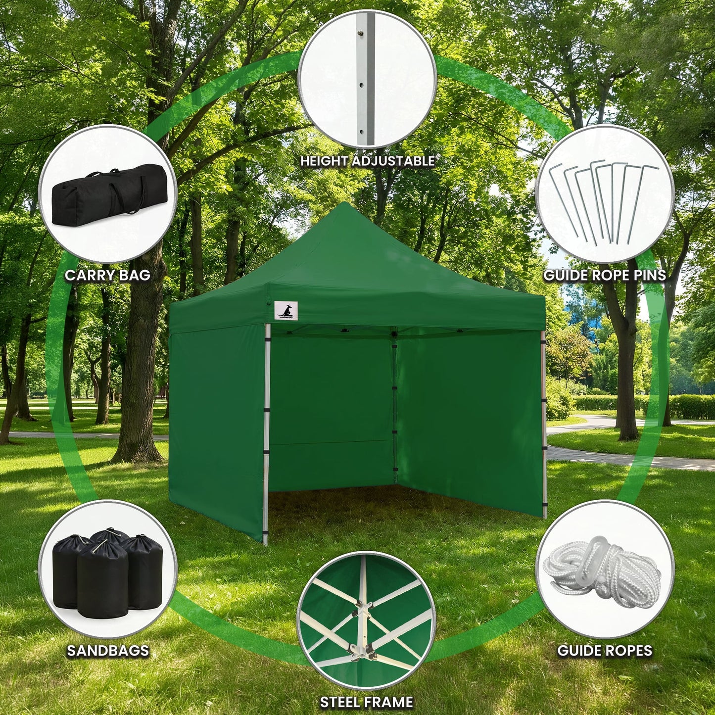 Green PopUp Gazebo Tent 3x3m 3x3cm