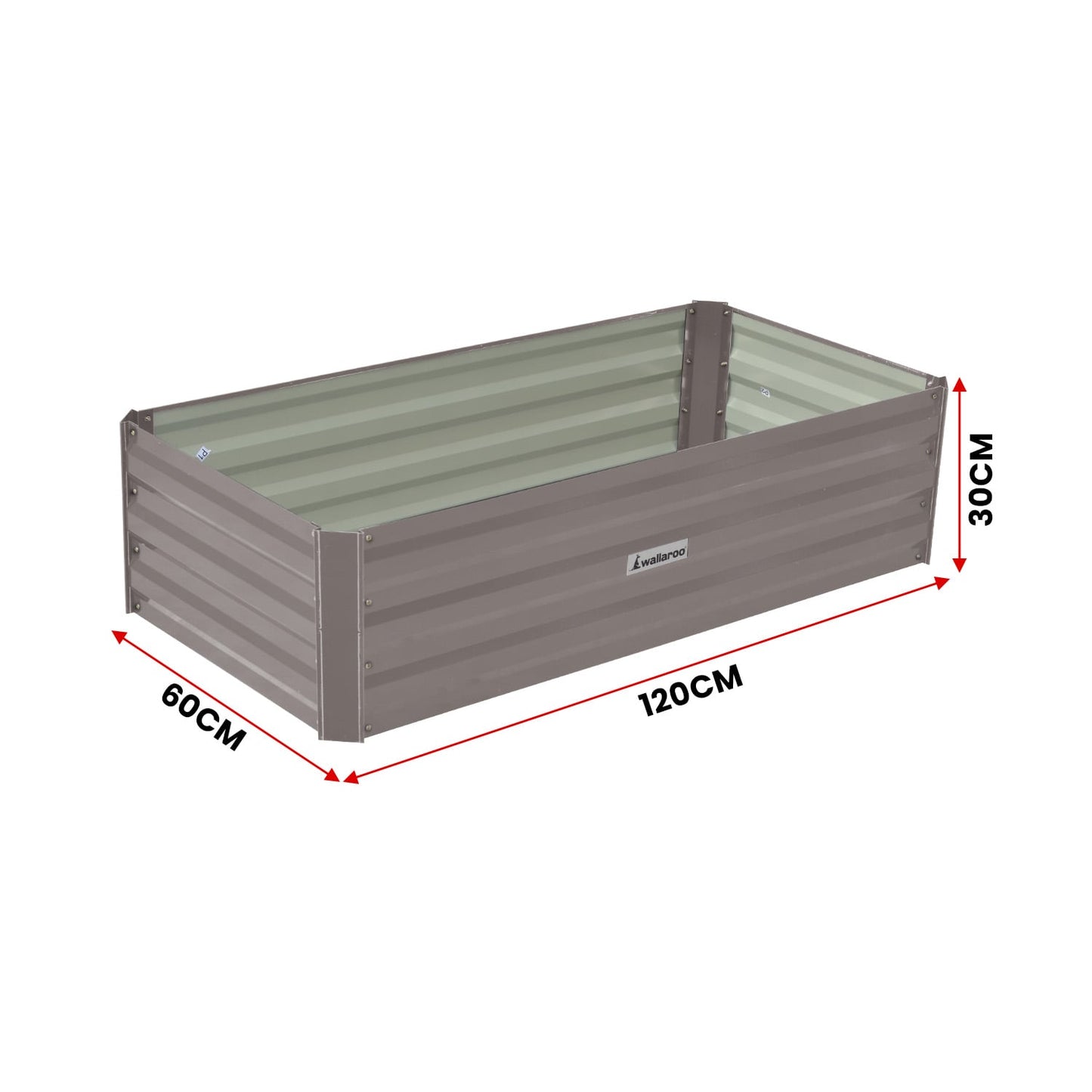 Grey steel 120x60x30cm, in room setting