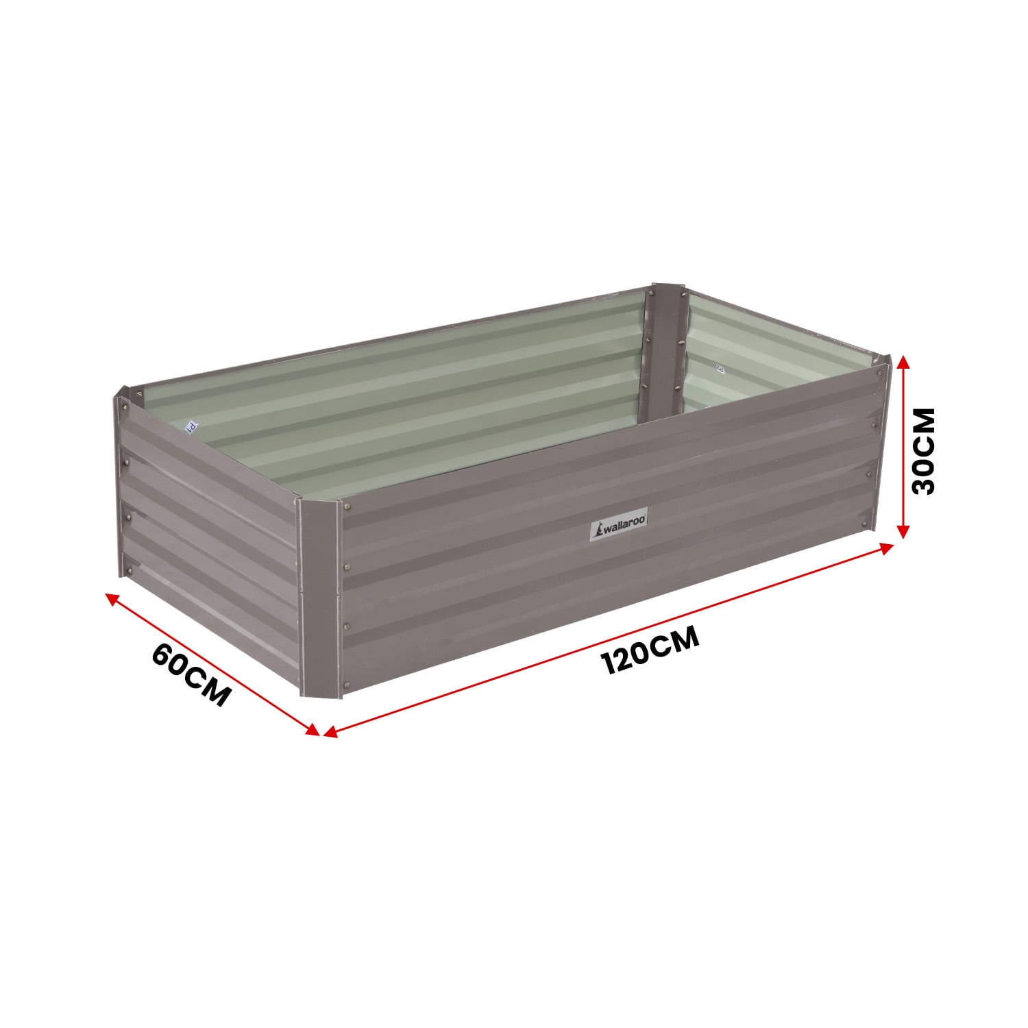 Grey steel 120x60x30cm, in room setting