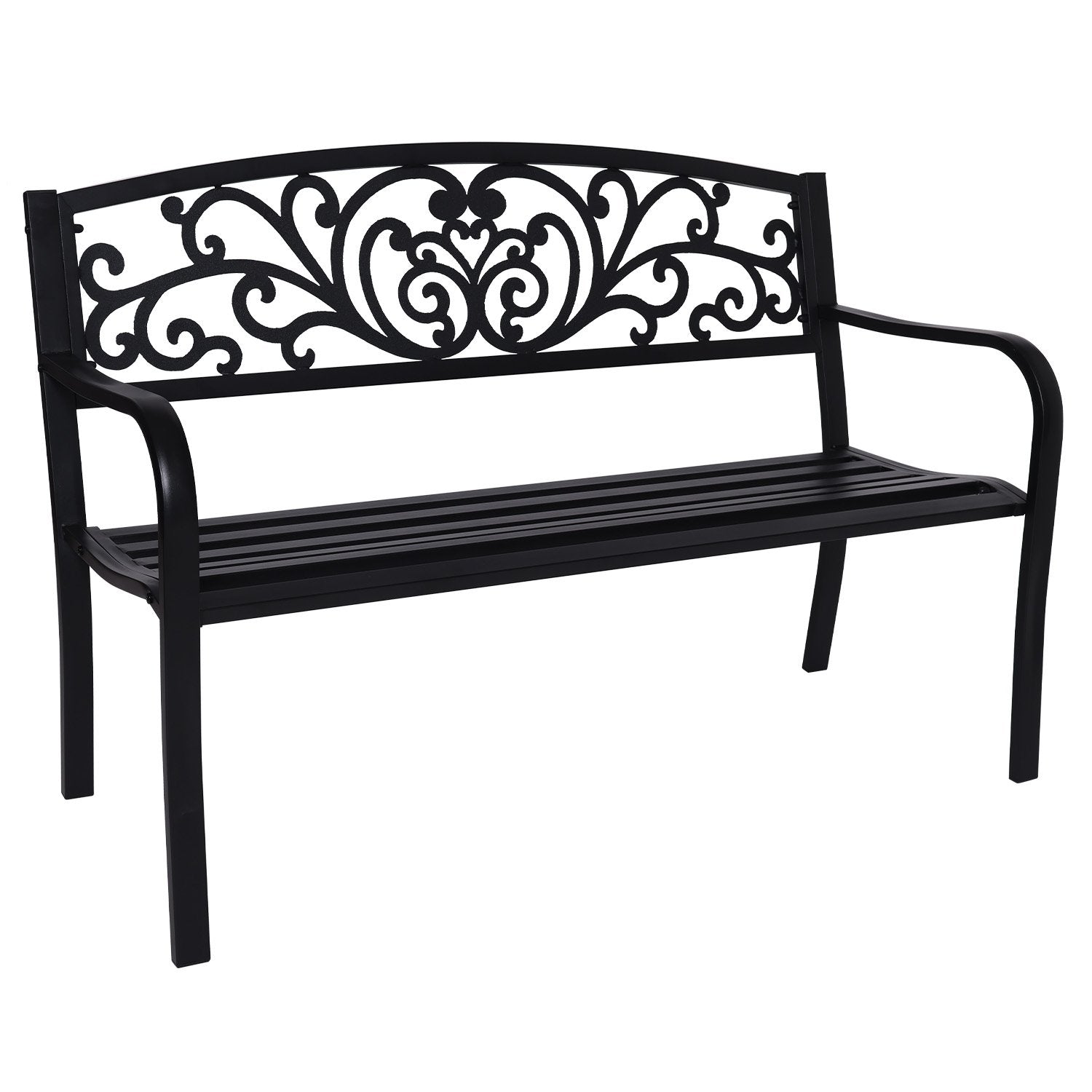 Steel Outdoor Garden Bench - Floral
