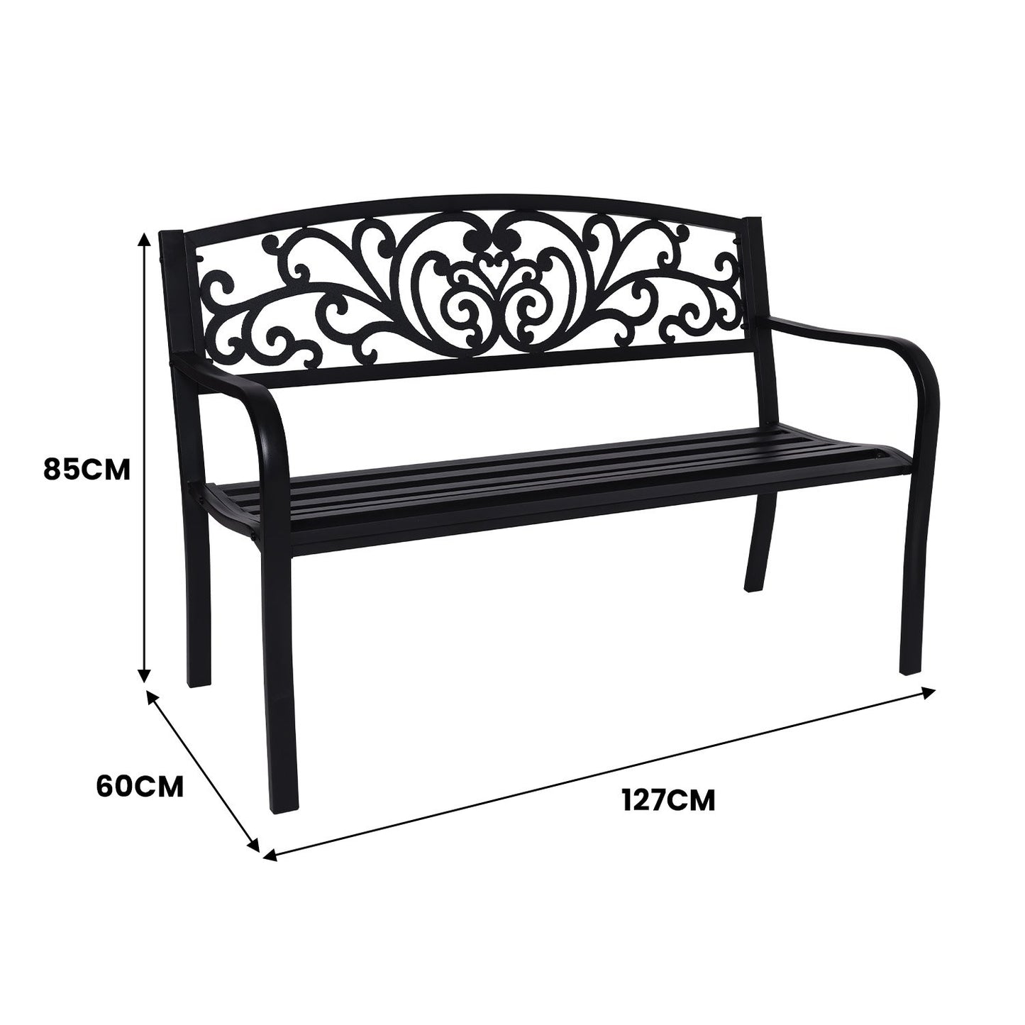 Steel Outdoor Garden Bench - Floral