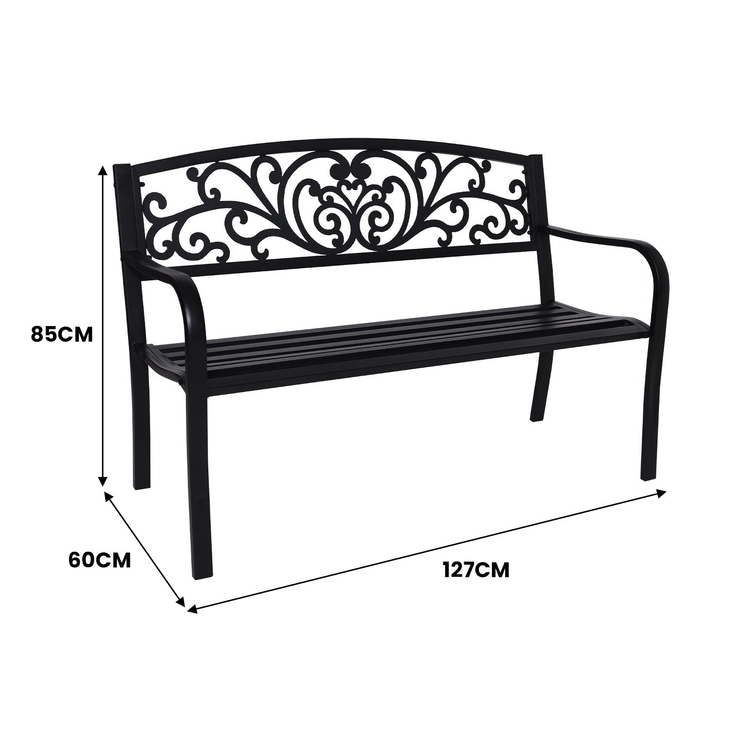 Steel Outdoor Garden Bench - Floral