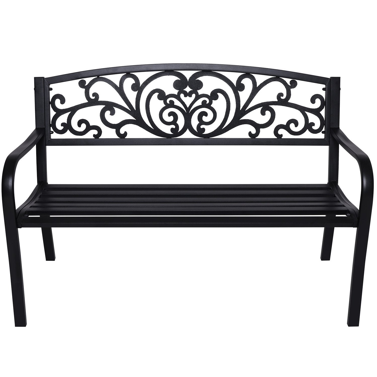 Steel Outdoor Garden Bench - Floral