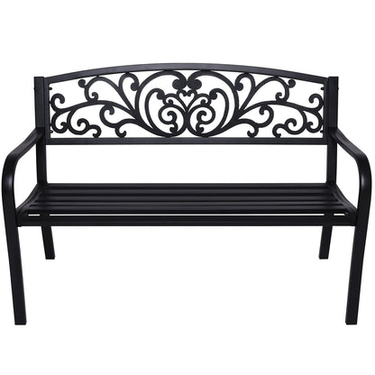 Steel Outdoor Garden Bench - Floral