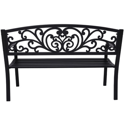 Steel Outdoor Garden Bench - Floral