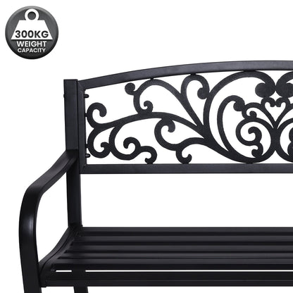 Steel Outdoor Garden Bench - Floral