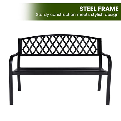 Steel Outdoor Garden Bench - Diamond