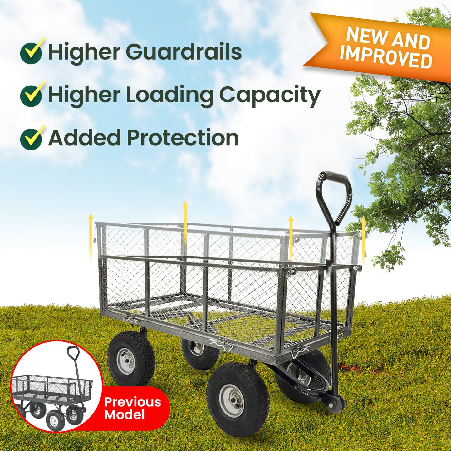 Garden Trolley Cart 300kg Capacity 110x102x51cm